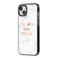 Eat Sleep Blog Repeat Marble Effect iPhone 14 Plus Black Impact Case Side Angle on Silver phone