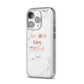Eat Sleep Blog Repeat Marble Effect iPhone 14 Pro Glitter Tough Case Silver Angled Image