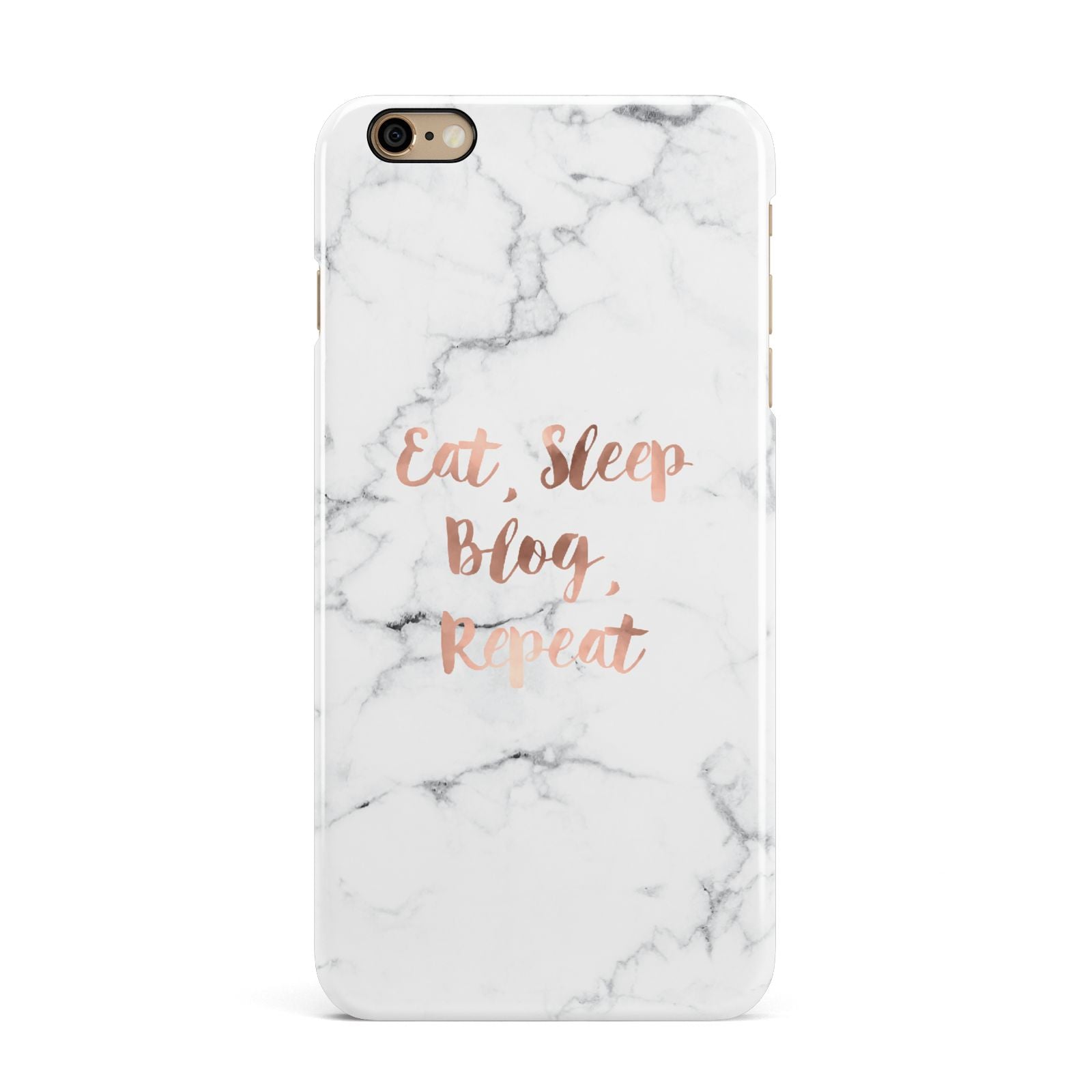 Eat Sleep Blog Repeat Marble Effect iPhone 6 Plus 3D Snap Case on Gold Phone