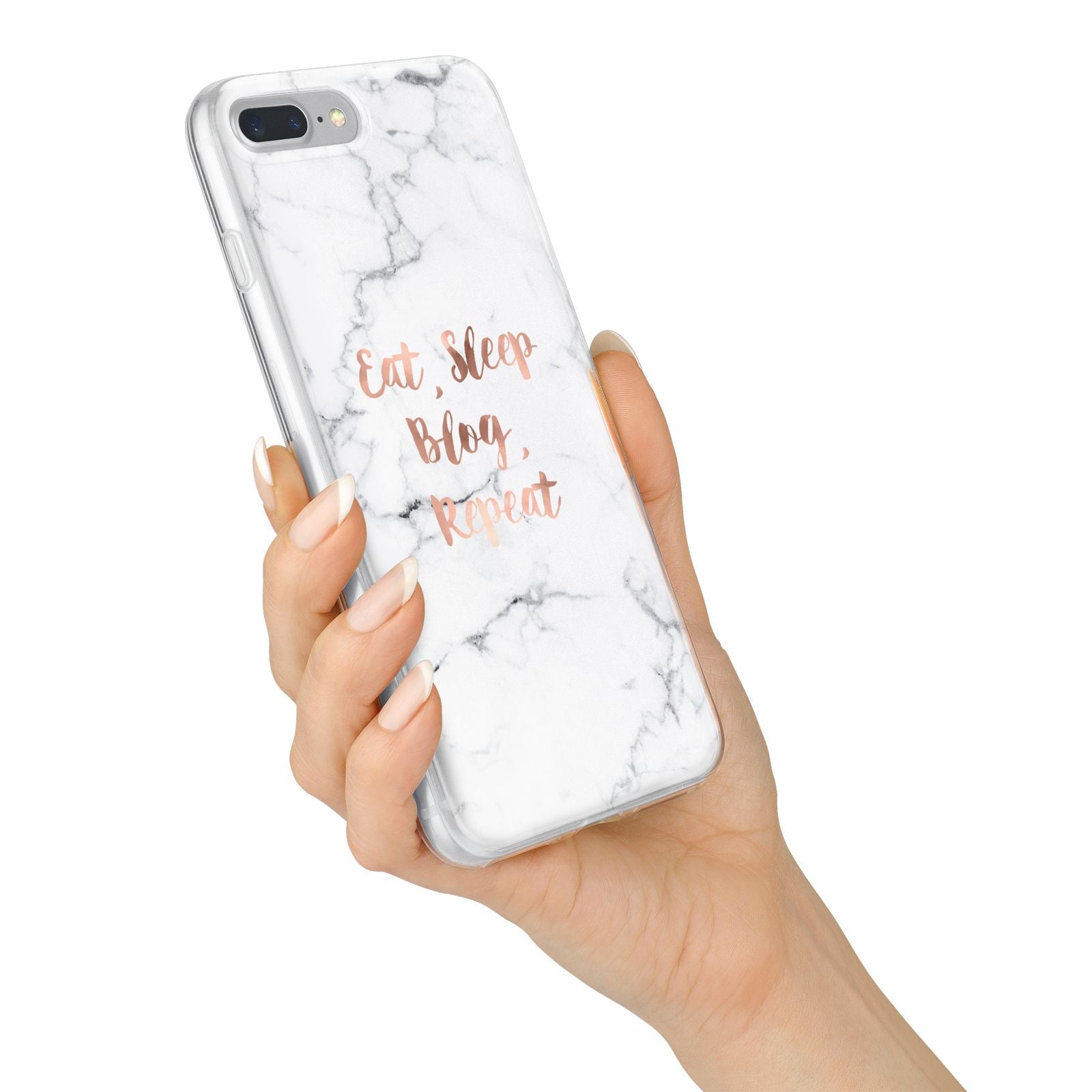 Eat Sleep Blog Repeat Marble Effect iPhone 7 Plus Bumper Case on Silver iPhone Alternative Image