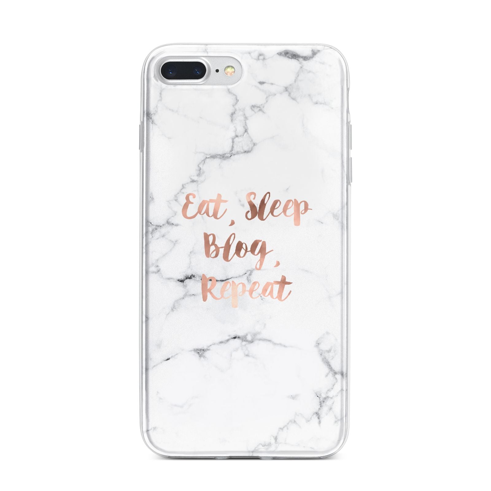 Eat Sleep Blog Repeat Marble Effect iPhone 7 Plus Bumper Case on Silver iPhone