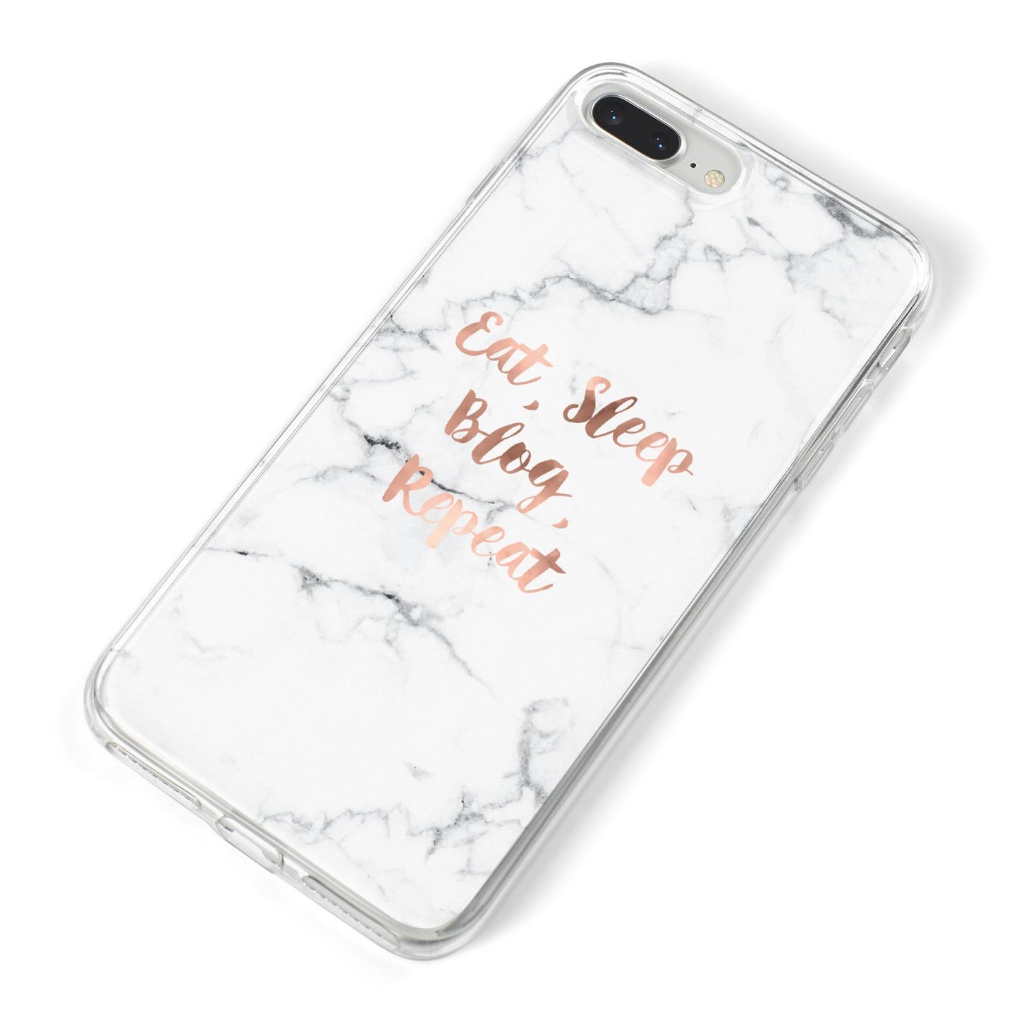 Eat Sleep Blog Repeat Marble Effect iPhone 8 Plus Bumper Case on Silver iPhone Alternative Image