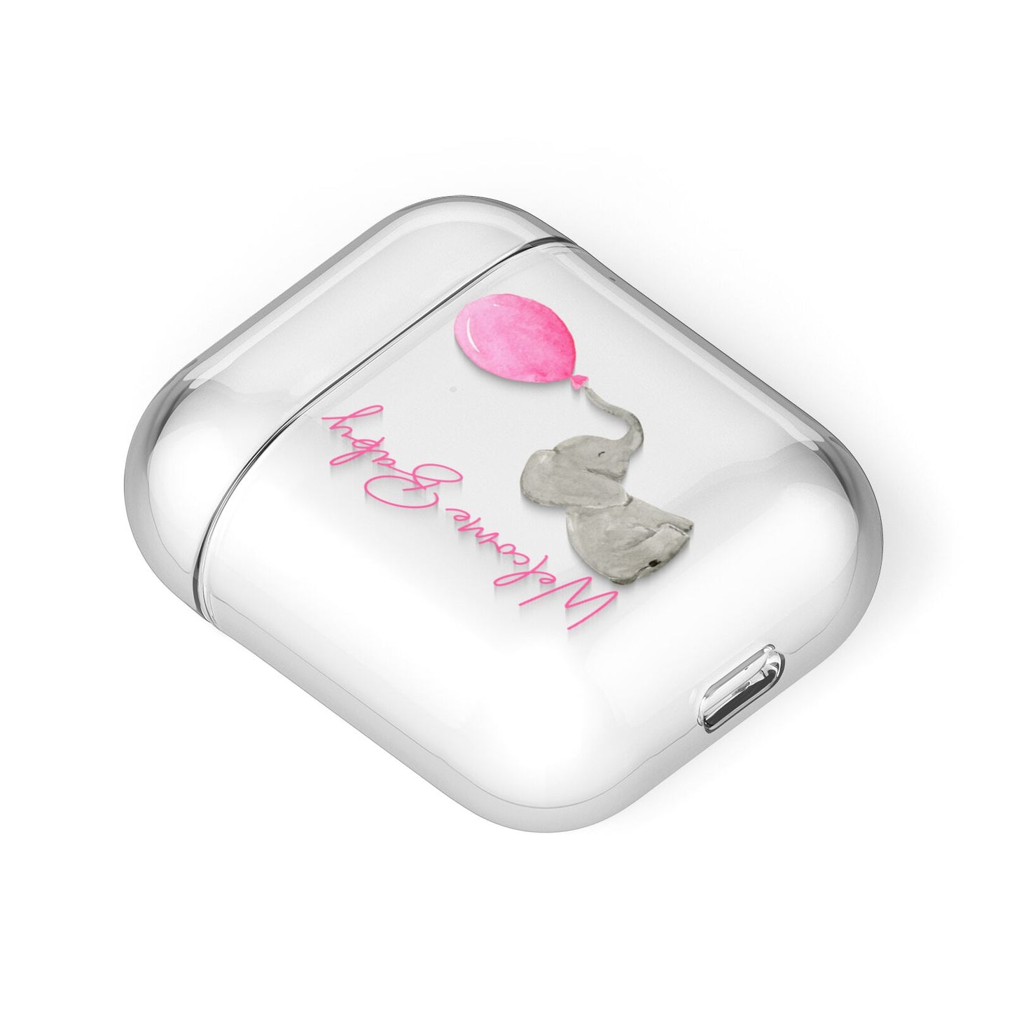 Elephant with Balloons Baby Girl Reveal AirPods Case Laid Flat