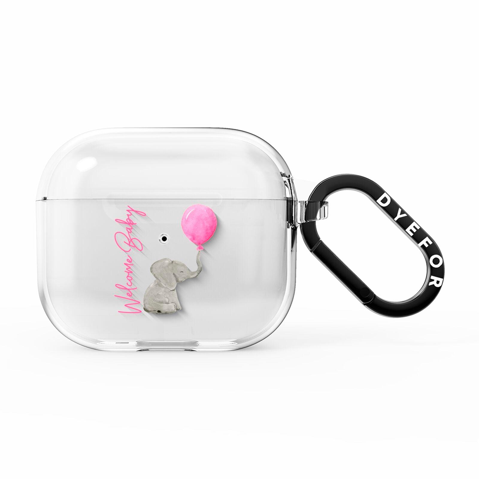 Elephant with Balloons Baby Girl Reveal AirPods Clear Case 3rd Gen