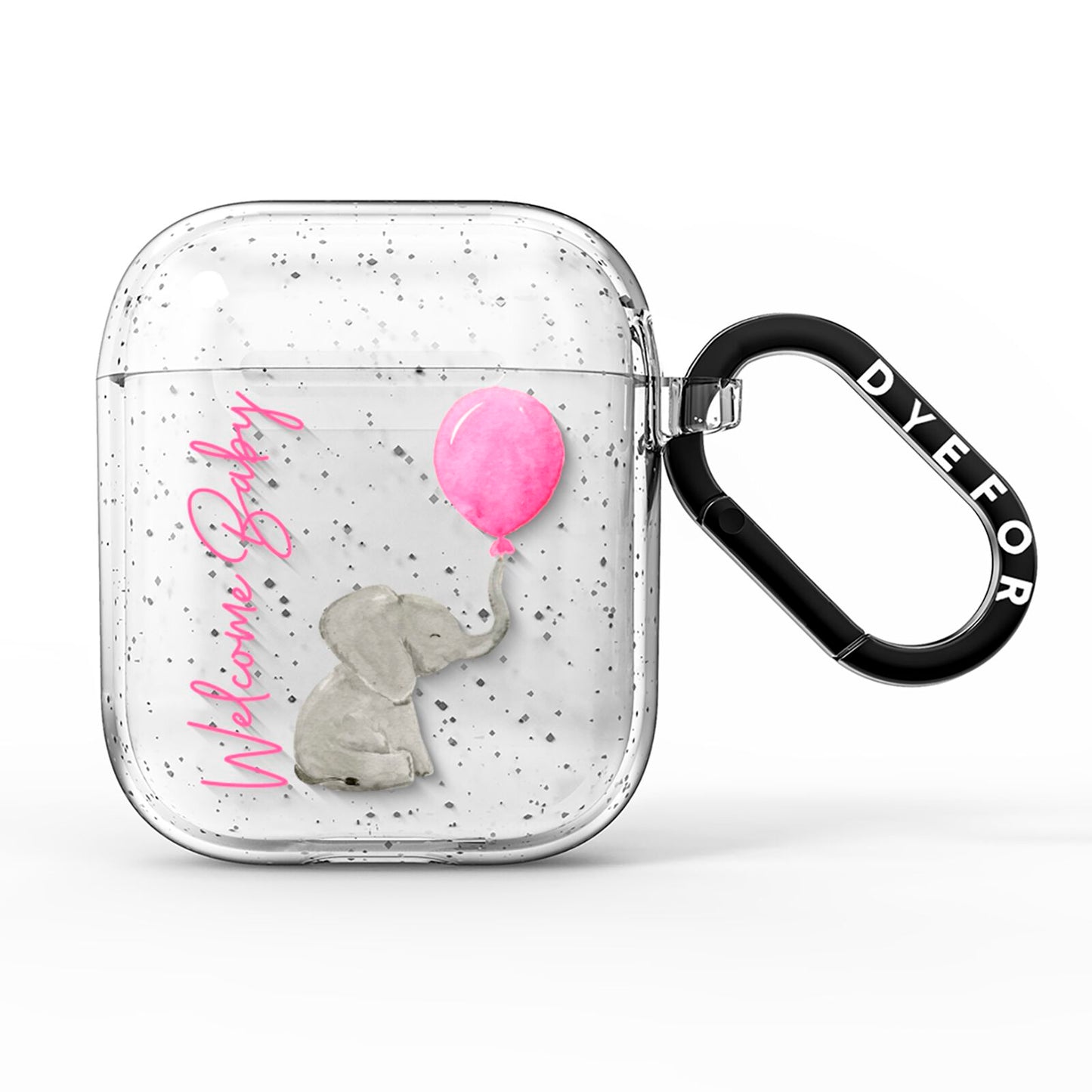 Elephant with Balloons Baby Girl Reveal AirPods Glitter Case
