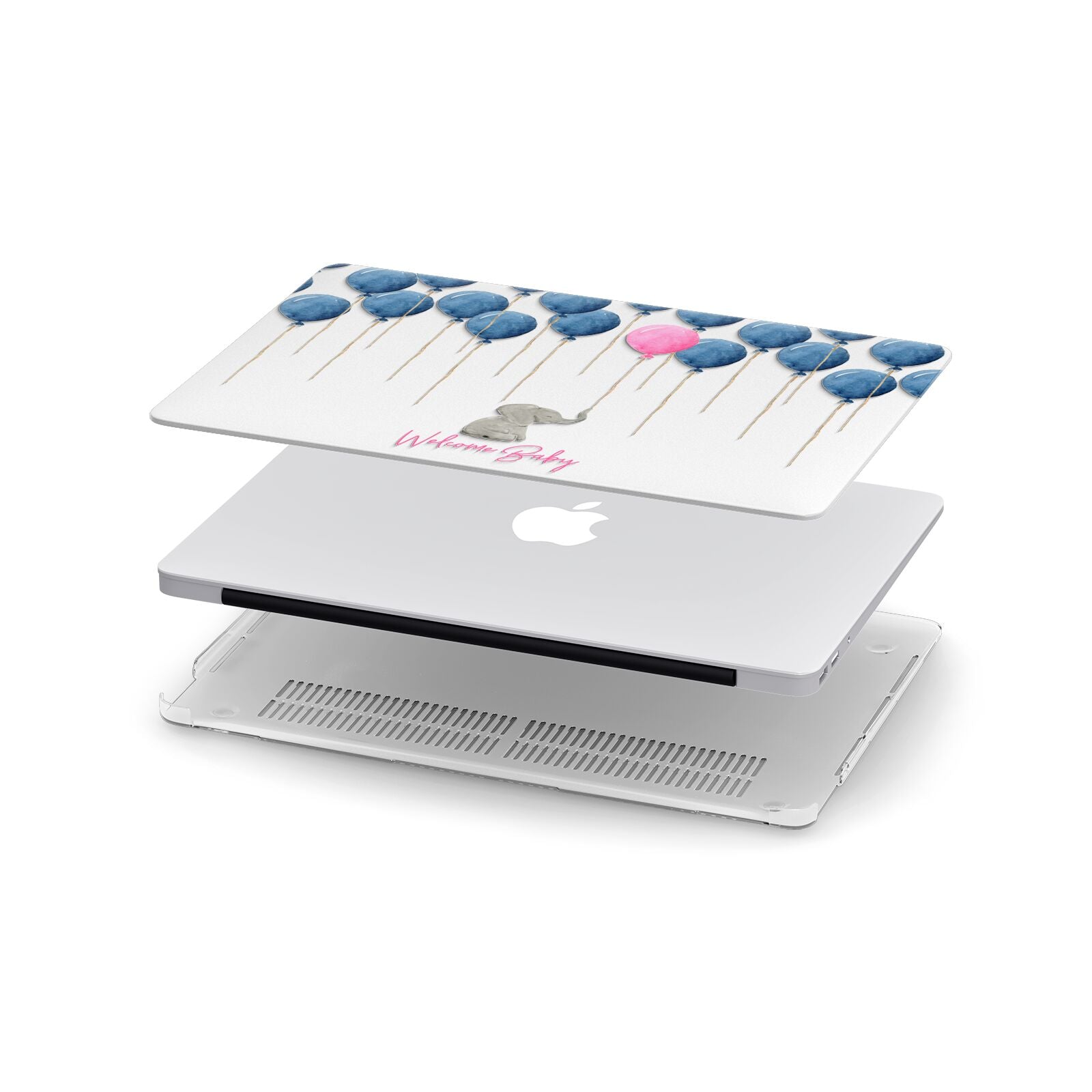 Elephant with Balloons Baby Girl Reveal Apple MacBook Case in Detail