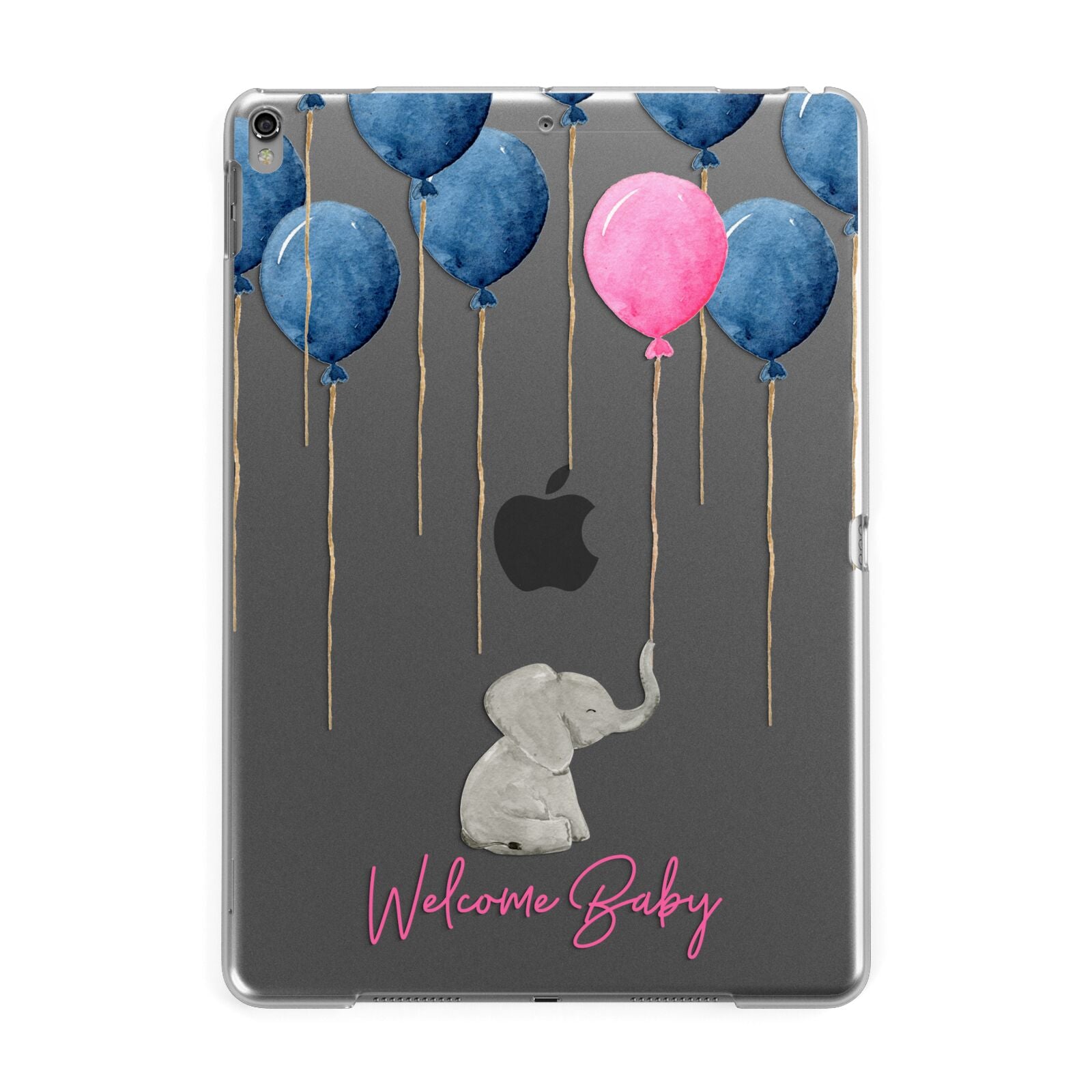 Elephant with Balloons Baby Girl Reveal Apple iPad Grey Case