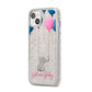 Elephant with Balloons Baby Girl Reveal iPhone 14 Plus Glitter Tough Case Starlight Angled Image