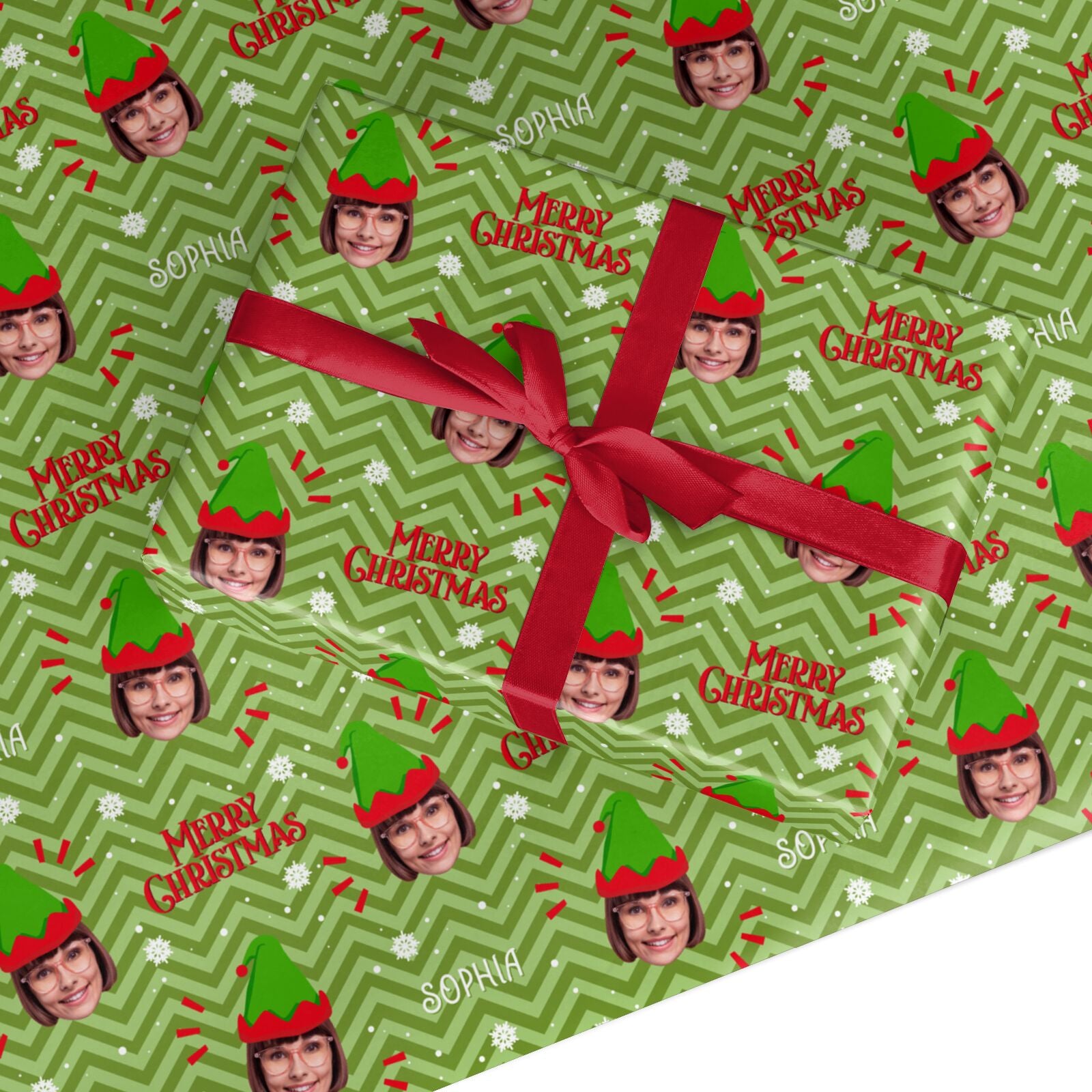 Elf Photo Face Custom Wrapping Paper