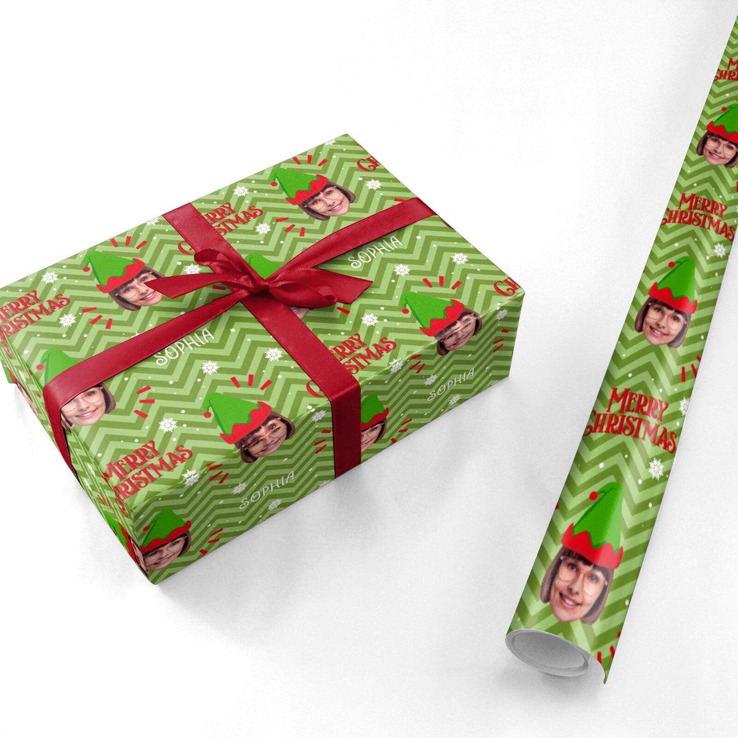 Elf Photo Face Personalised Wrapping Paper