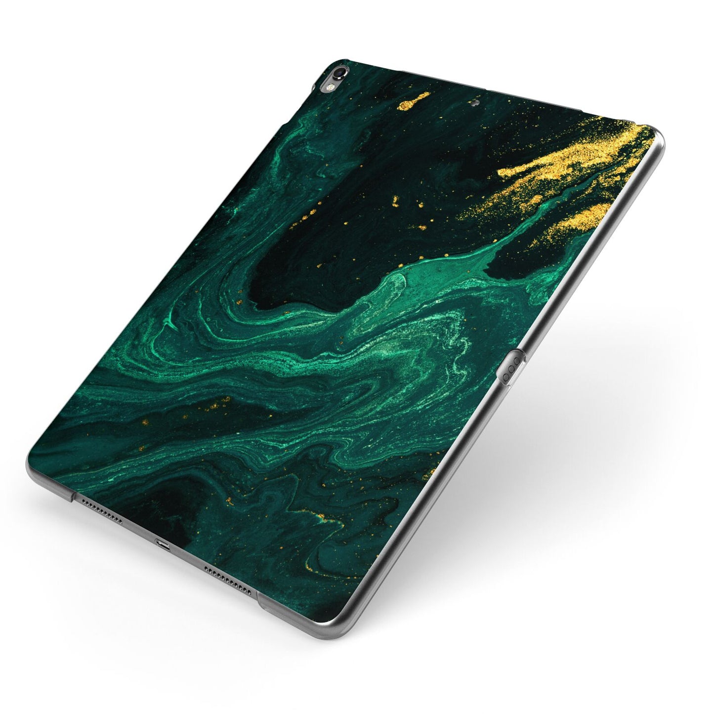 Emerald Green Apple iPad Case on Grey iPad Side View