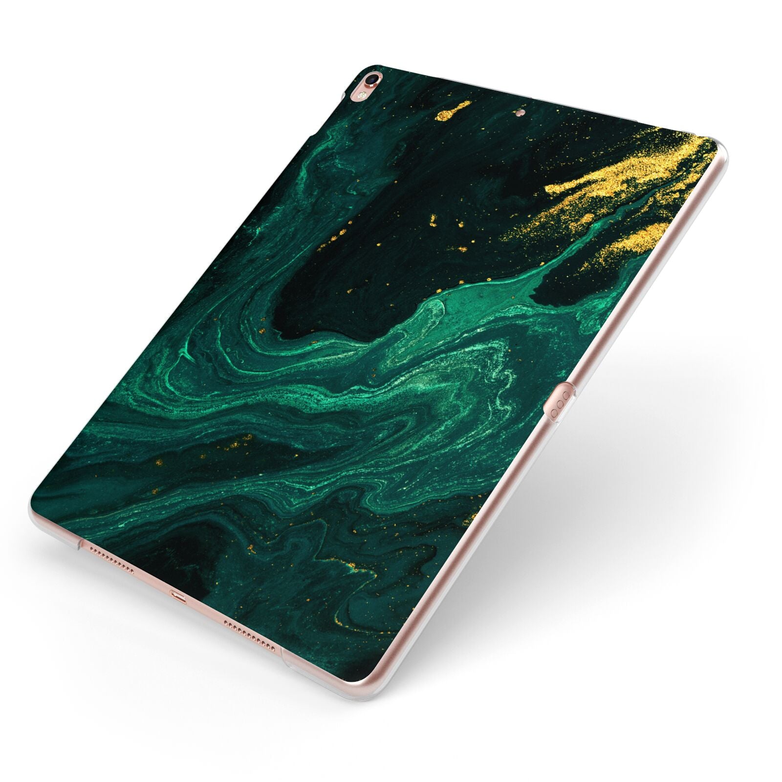 Emerald Green Apple iPad Case on Rose Gold iPad Side View