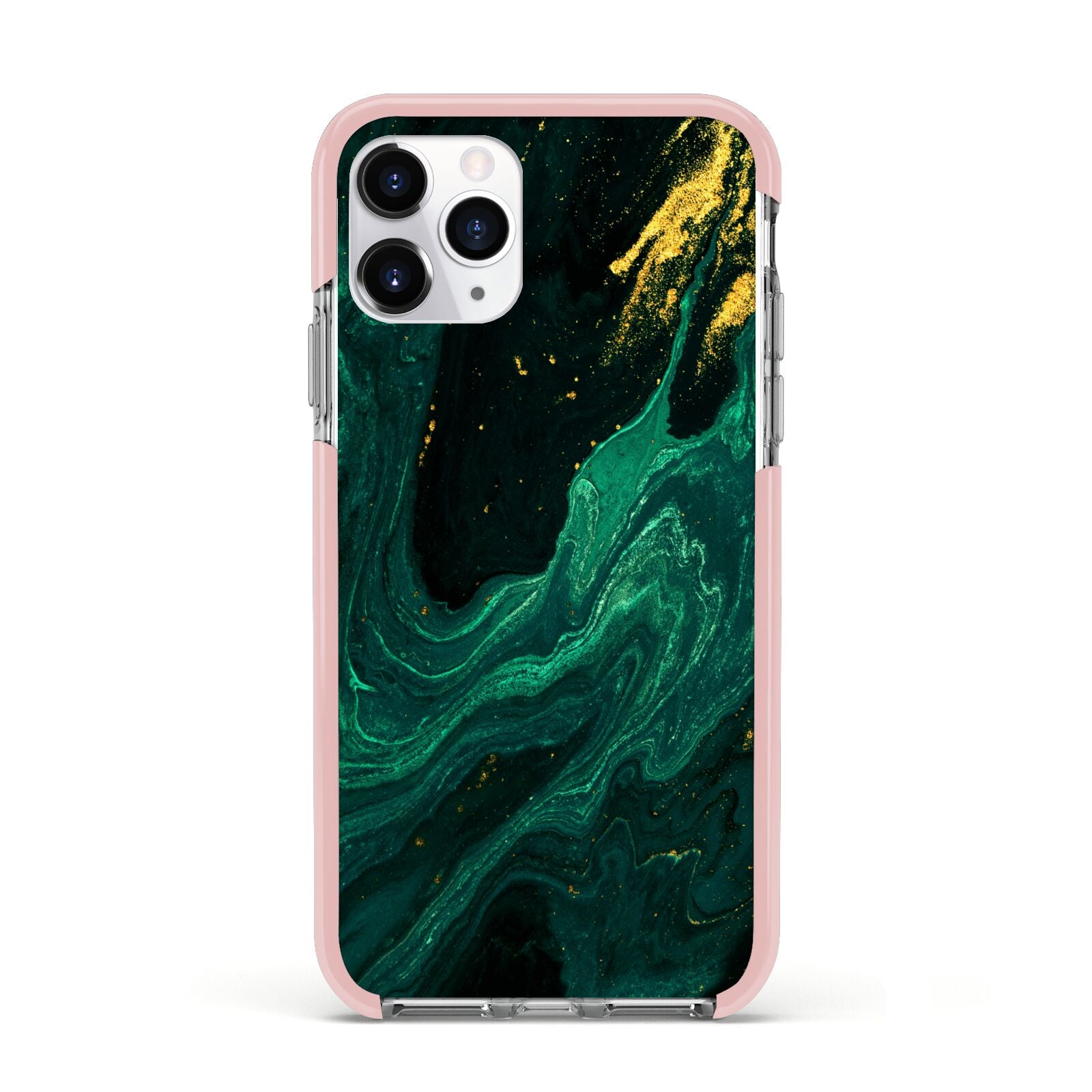 Emerald Green Apple iPhone 11 Pro in Silver with Pink Impact Case