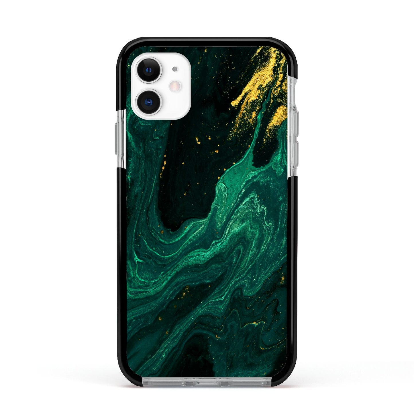 Emerald Green Apple iPhone 11 in White with Black Impact Case