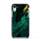 Emerald Green Apple iPhone XR Impact Case Black Edge on Silver Phone