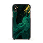 Emerald Green Apple iPhone Xs Impact Case Black Edge on Gold Phone