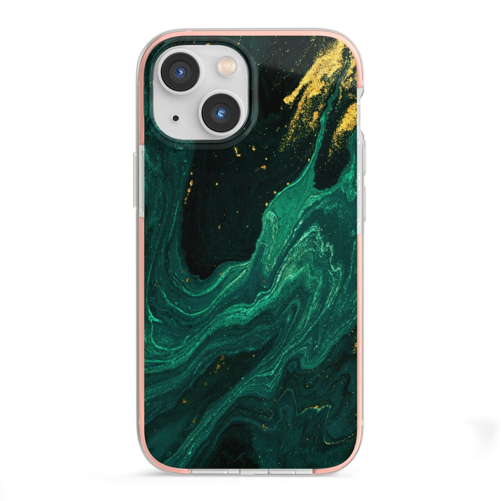 Emerald Green iPhone 13 Mini TPU Impact Case with Pink Edges