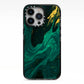 Emerald Green iPhone 13 Pro Black Impact Case on Silver phone