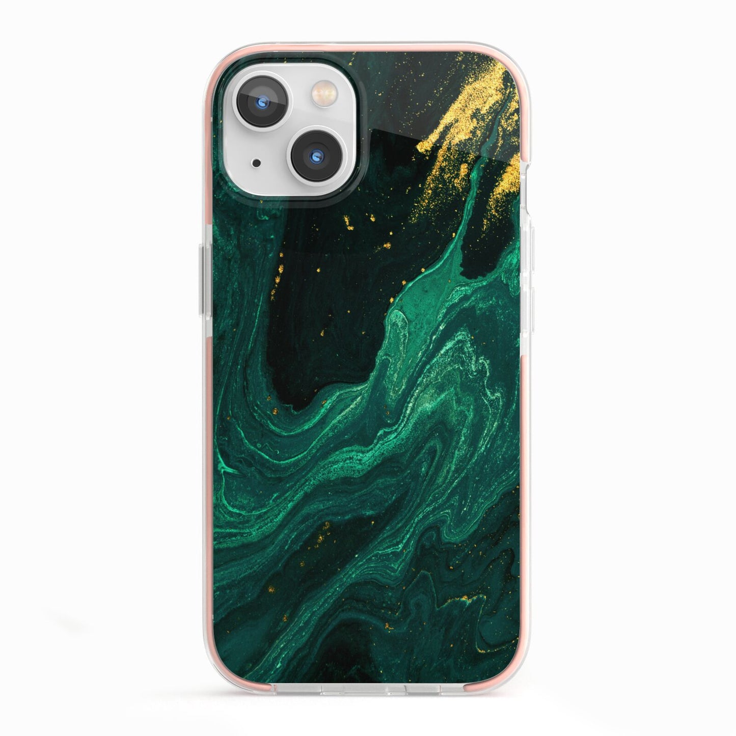 Emerald Green iPhone 13 TPU Impact Case with Pink Edges