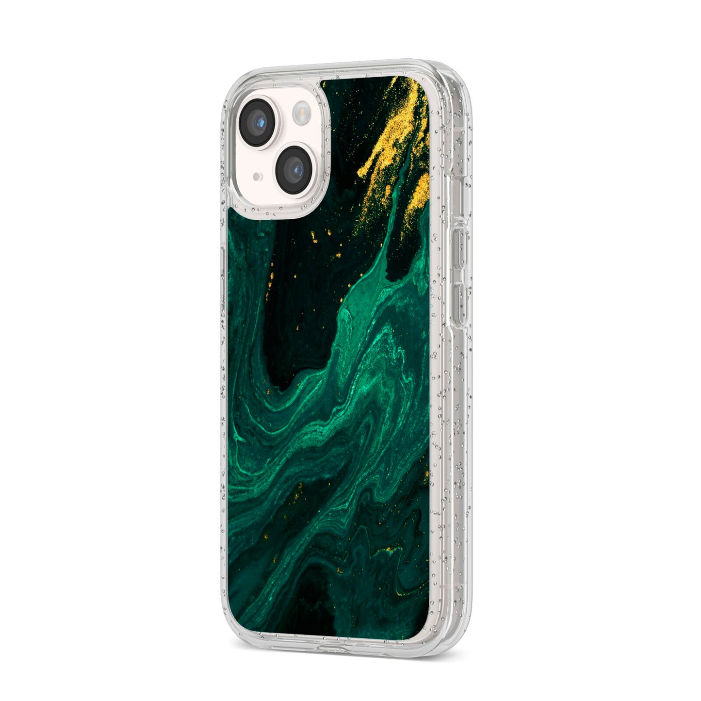Emerald Green iPhone 14 Glitter Tough Case Starlight Angled Image