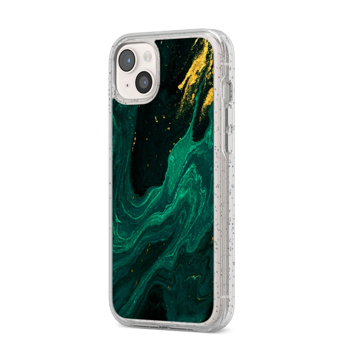 Emerald Green iPhone 14 Plus Glitter Tough Case Starlight Angled Image