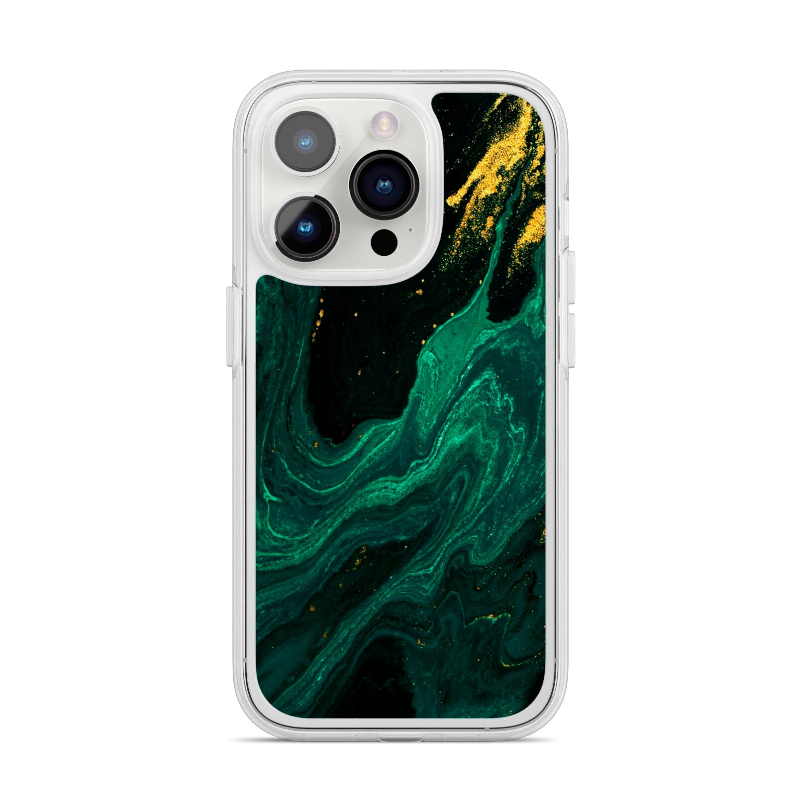 Emerald Green iPhone 14 Pro Clear Tough Case Silver