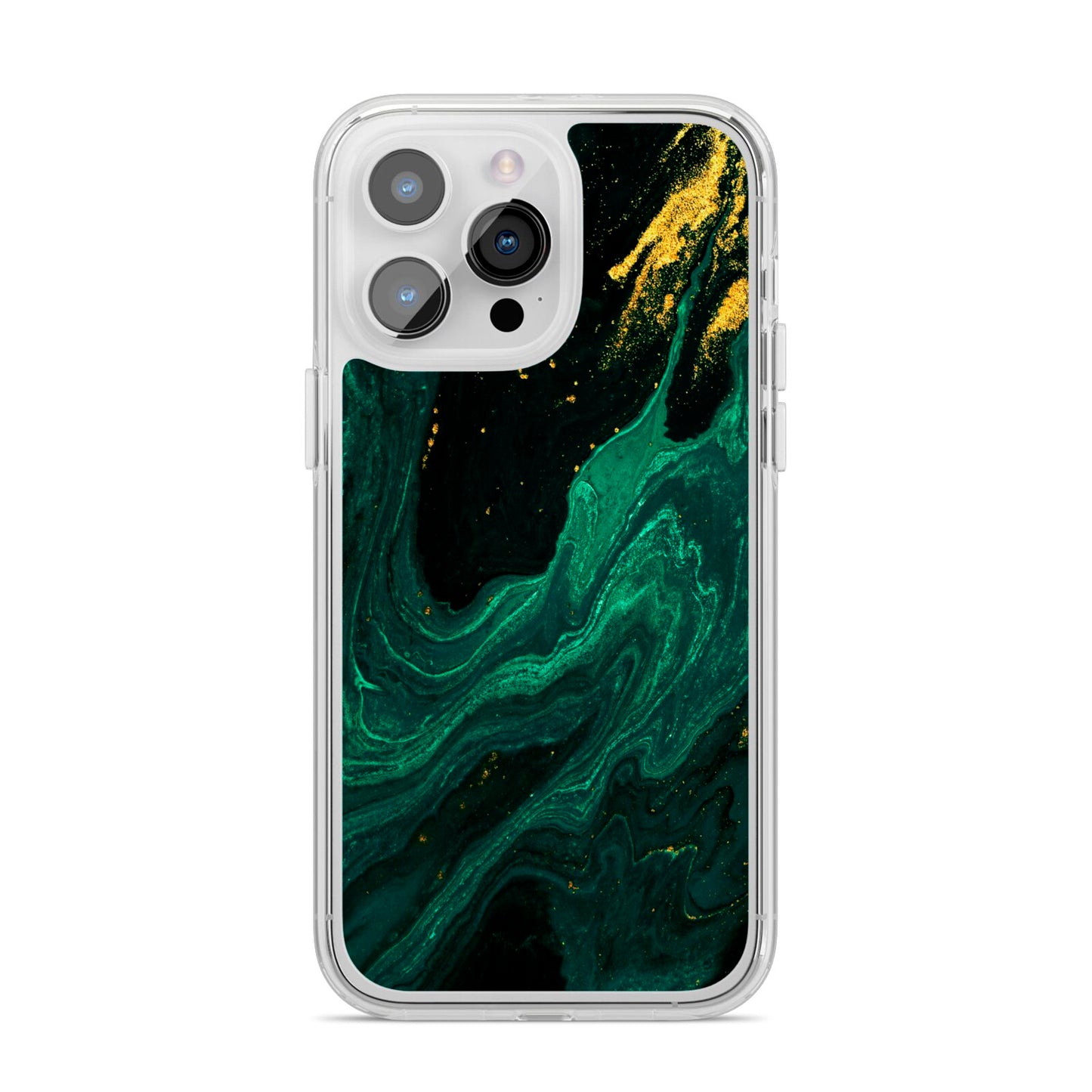 Emerald Green iPhone 14 Pro Max Clear Tough Case Silver
