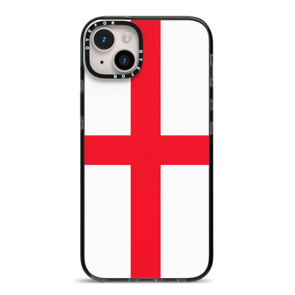 England Flag iPhone 14 Plus Black Impact Case on Silver phone