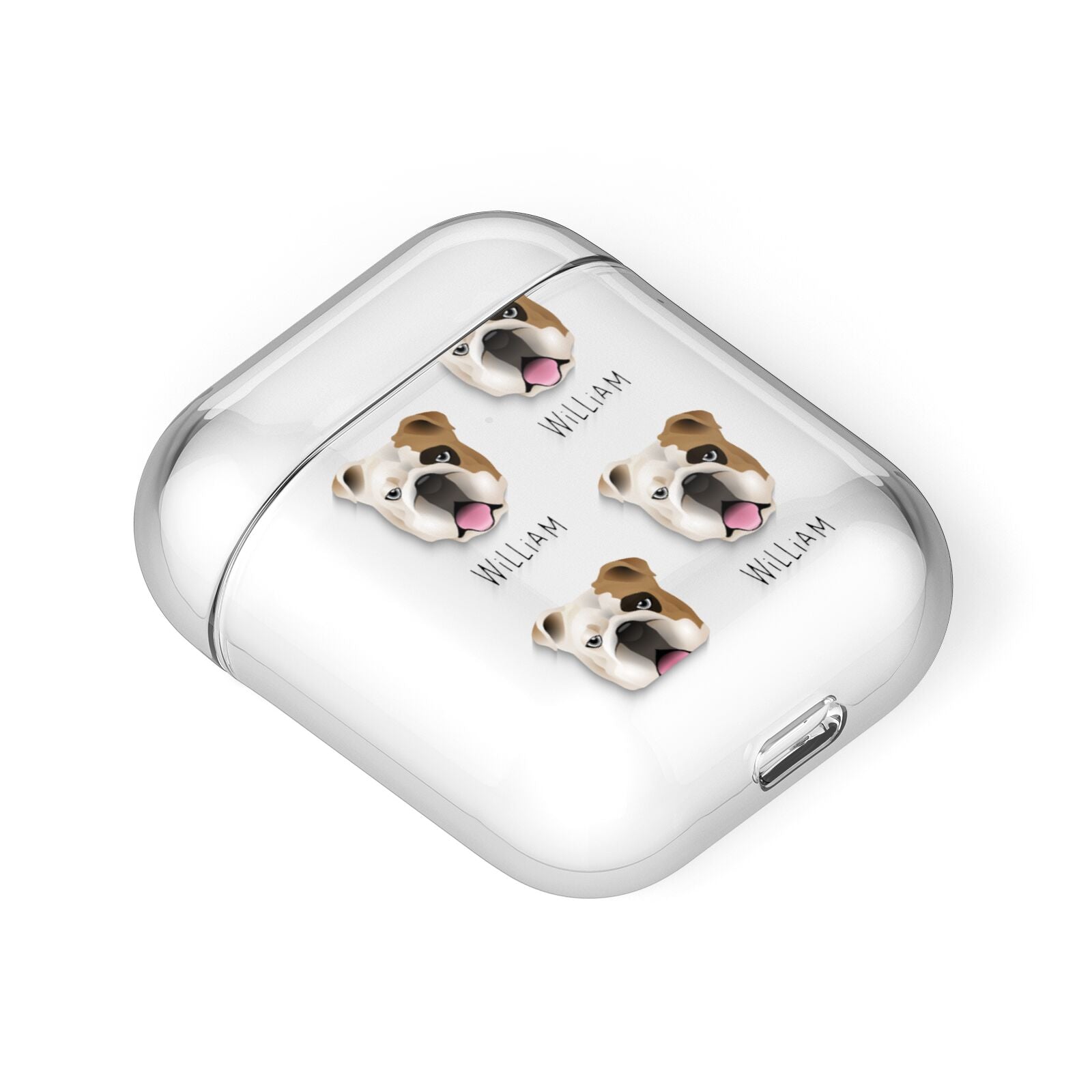 English Bulldog Icon with Name AirPods Case Laid Flat