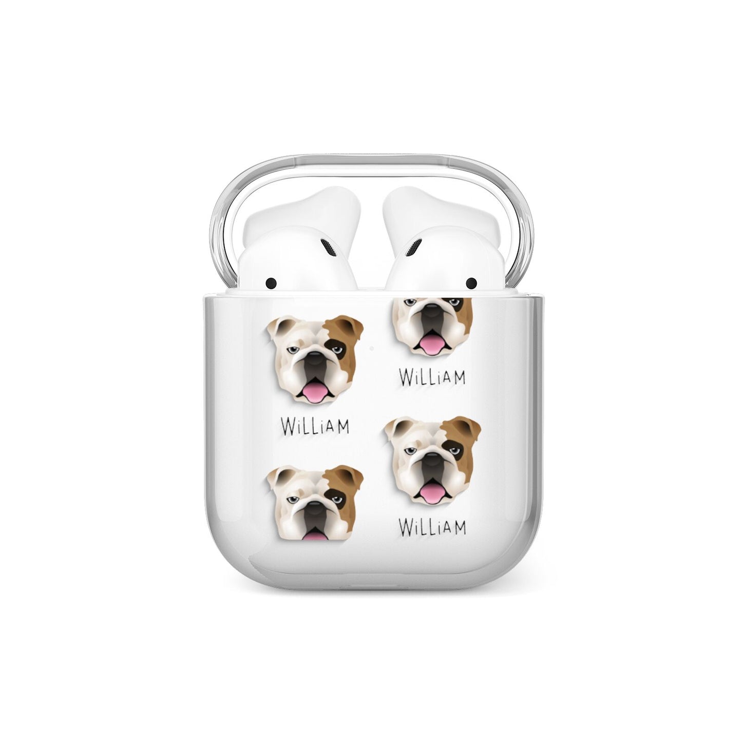 English Bulldog Icon with Name AirPods Case