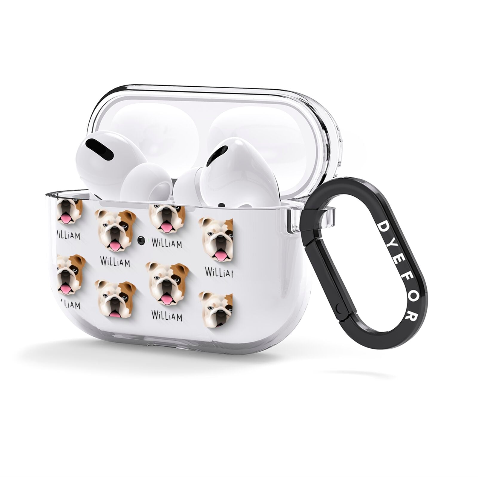 English Bulldog Icon with Name AirPods Clear Case 3rd Gen Side Image