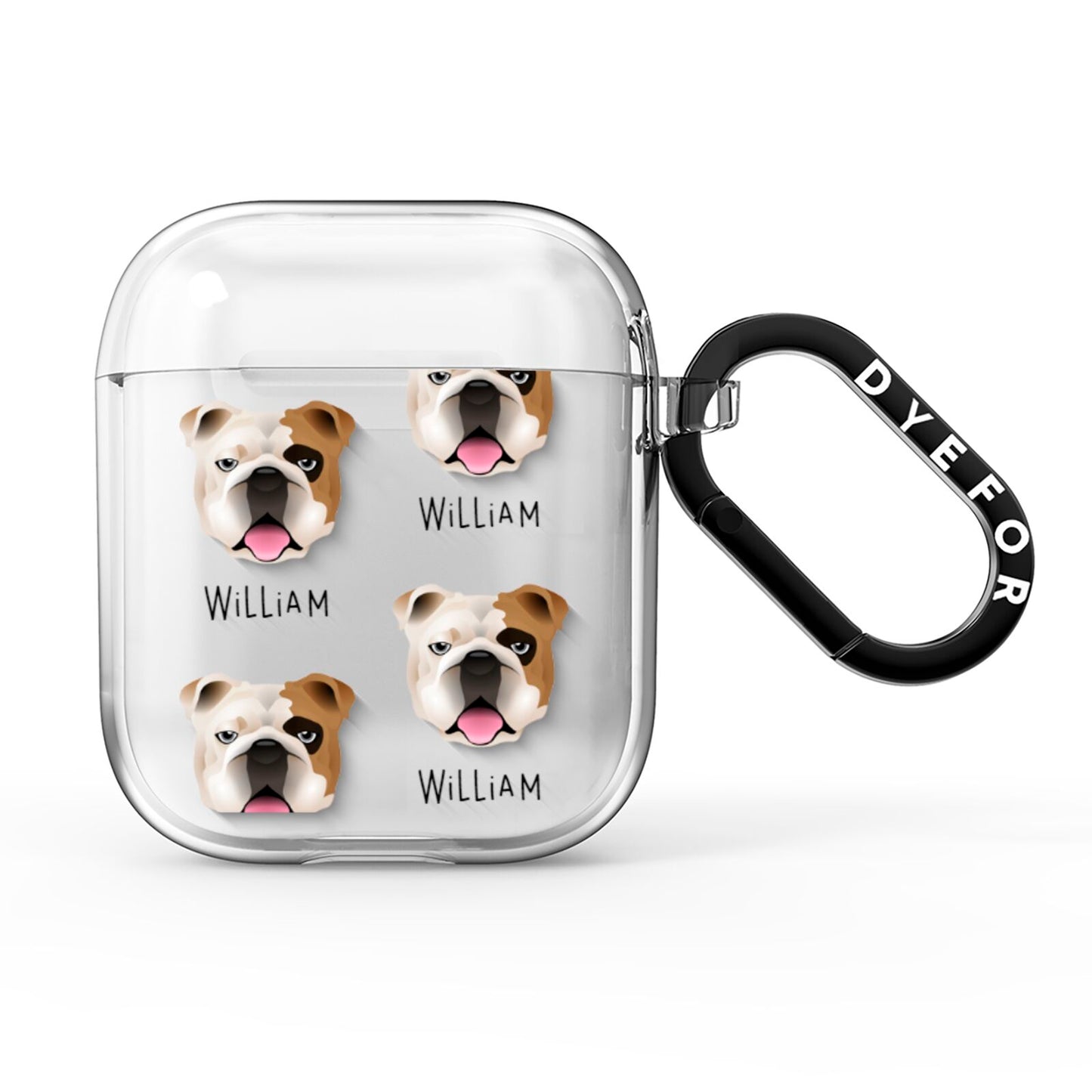 English Bulldog Icon with Name AirPods Clear Case