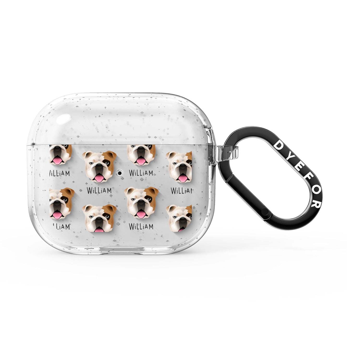 English Bulldog Icon with Name AirPods Glitter Case 3rd Gen