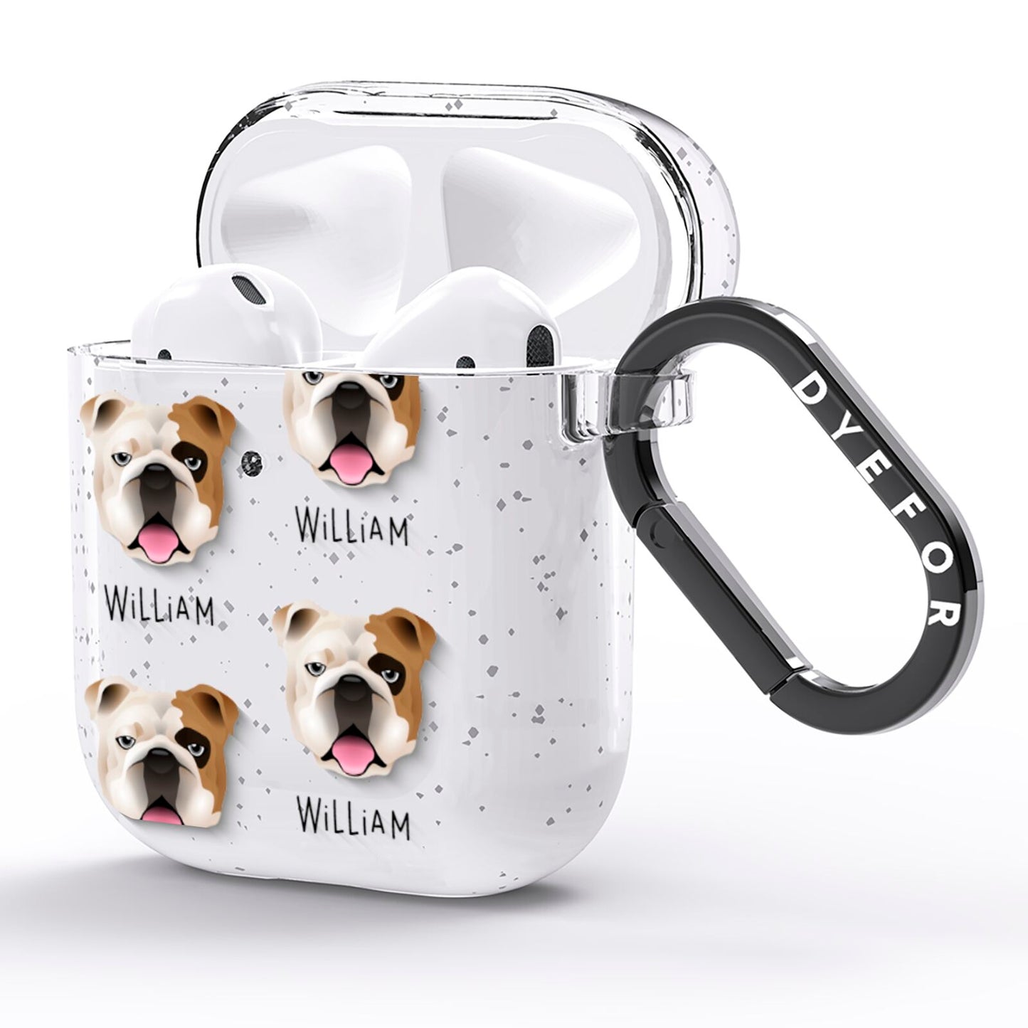 English Bulldog Icon with Name AirPods Glitter Case Side Image