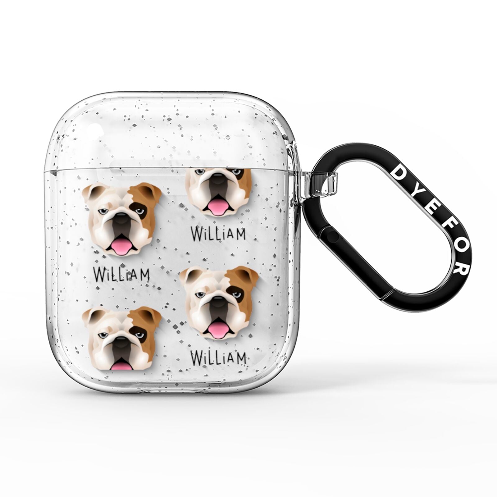 English Bulldog Icon with Name AirPods Glitter Case