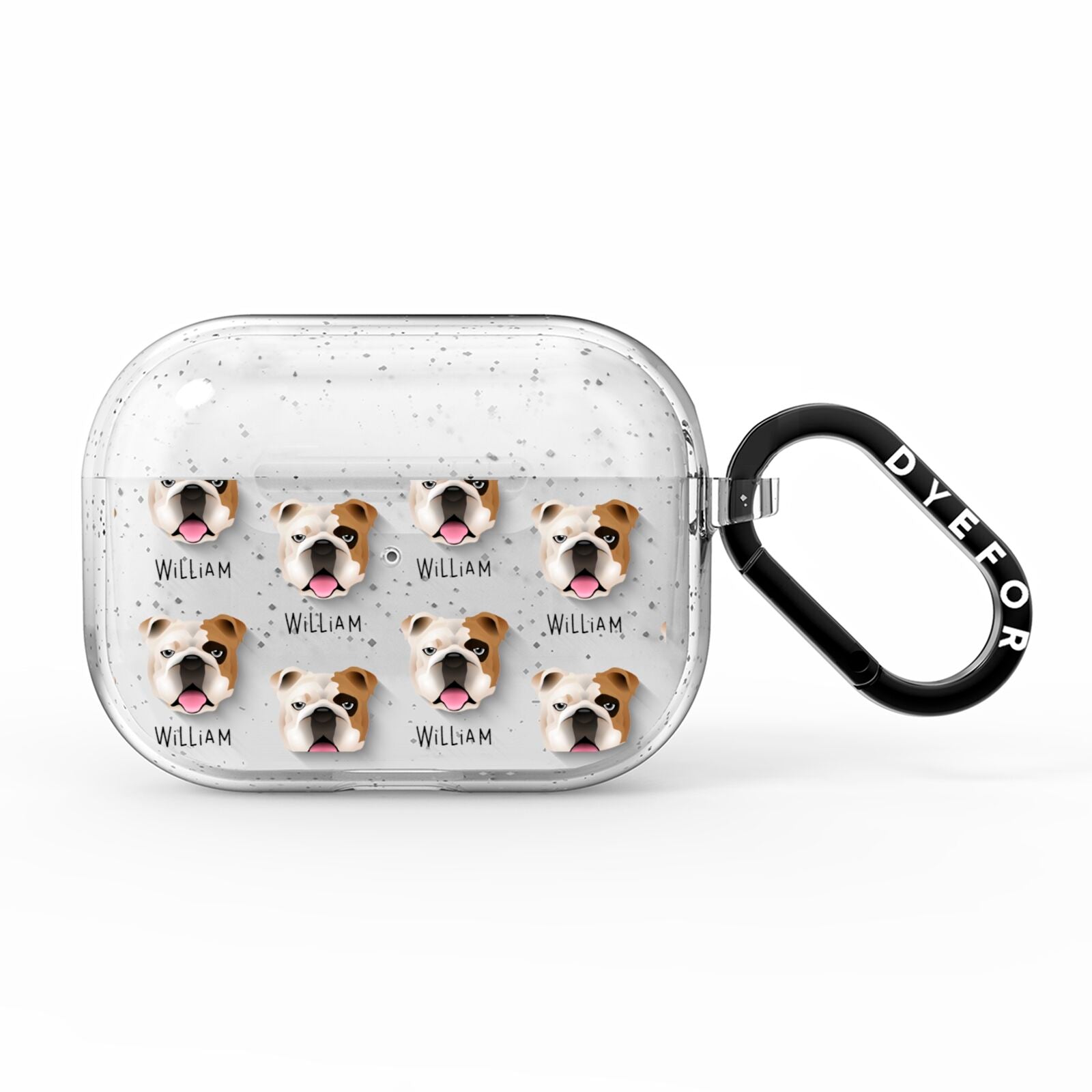 English Bulldog Icon with Name AirPods Pro Glitter Case