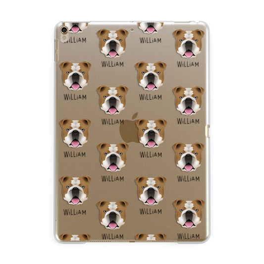 English Bulldog Icon with Name Apple iPad Gold Case