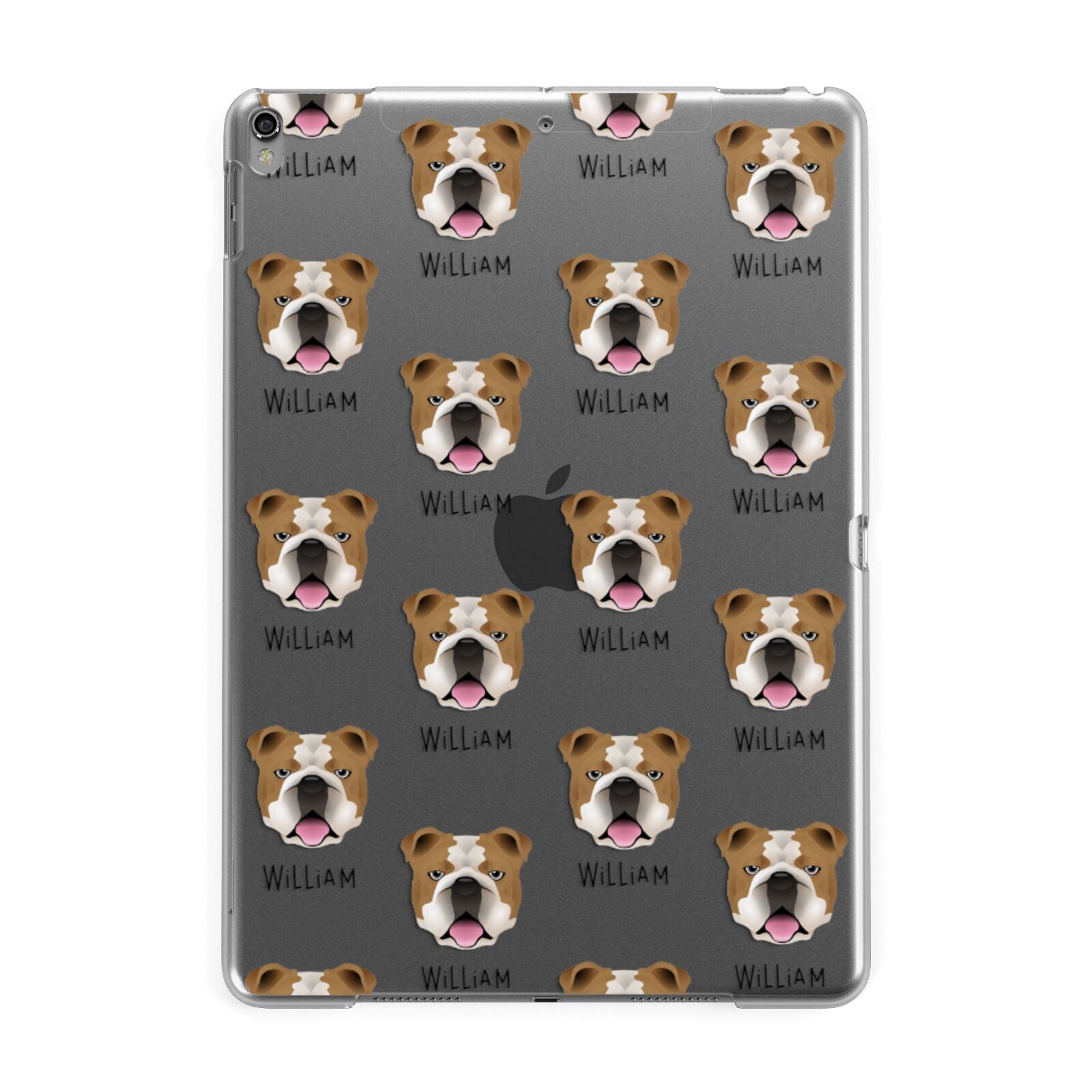 English Bulldog Icon with Name Apple iPad Grey Case