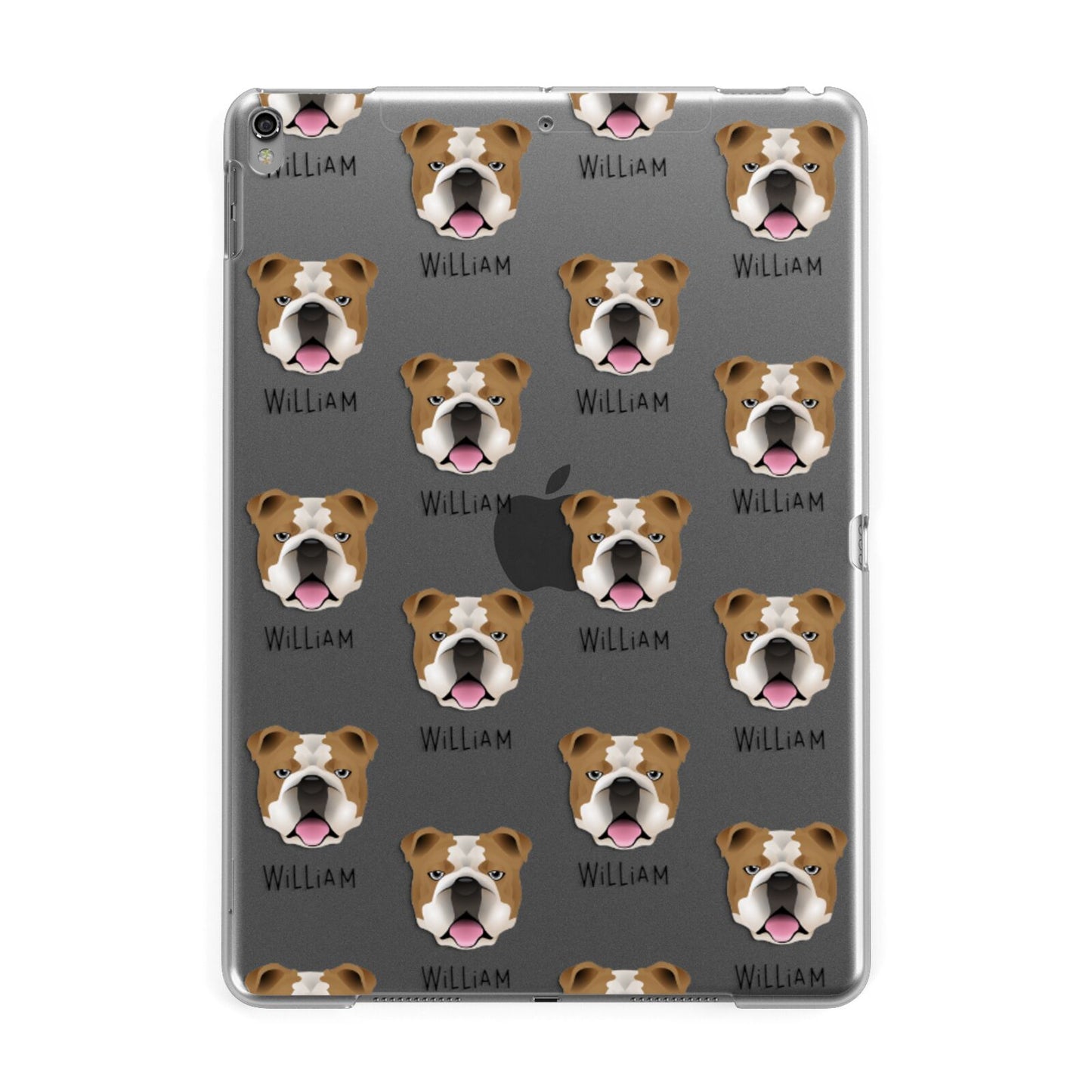 English Bulldog Icon with Name Apple iPad Grey Case