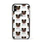 English Bulldog Icon with Name Apple iPhone Xs Impact Case Black Edge on Silver Phone