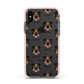 English Bulldog Icon with Name Apple iPhone Xs Impact Case Pink Edge on Black Phone