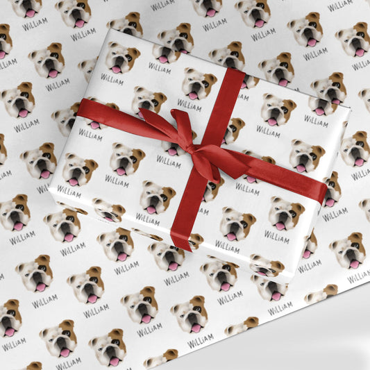 English Bulldog Icon with Name Custom Wrapping Paper