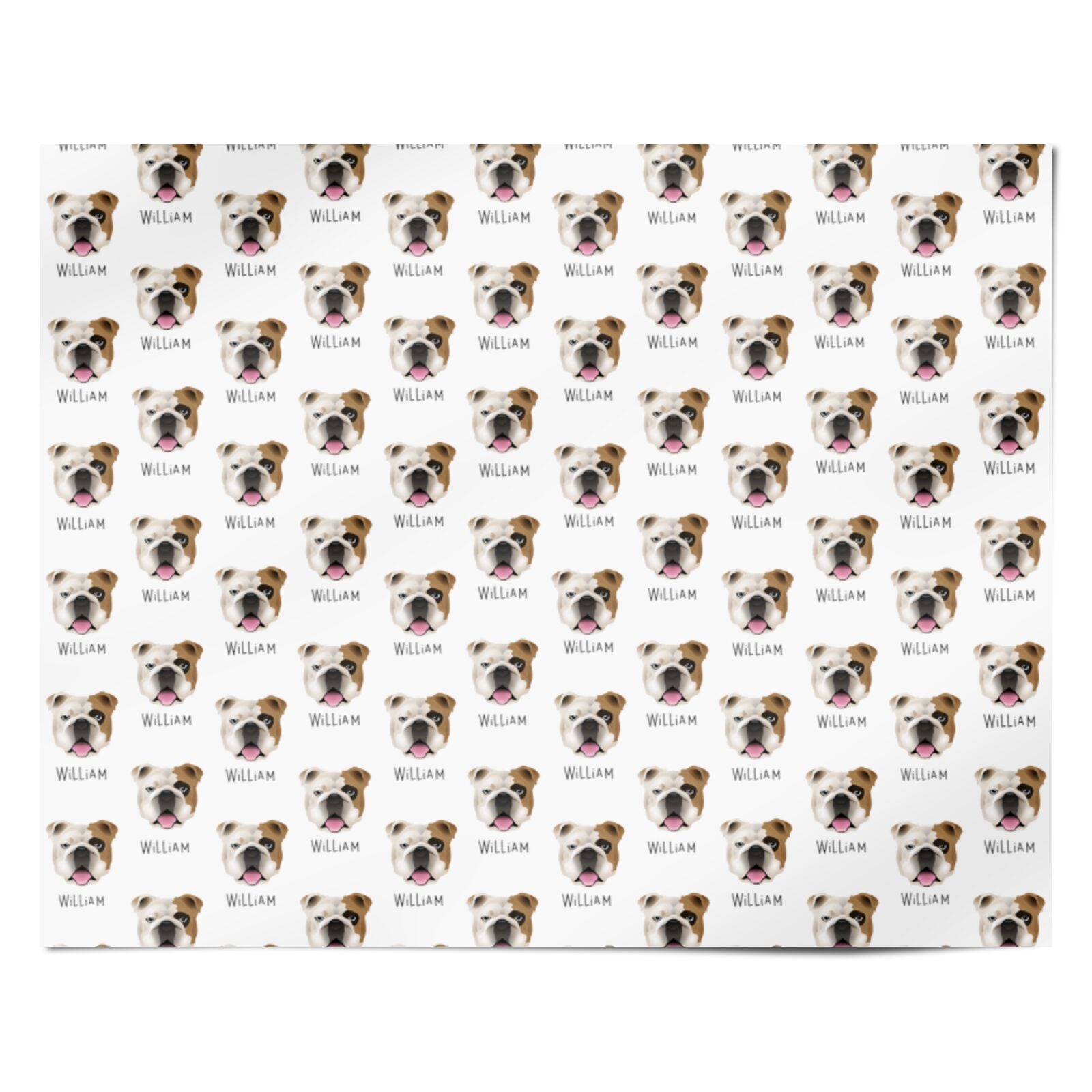 English Bulldog Icon with Name Personalised Wrapping Paper Alternative