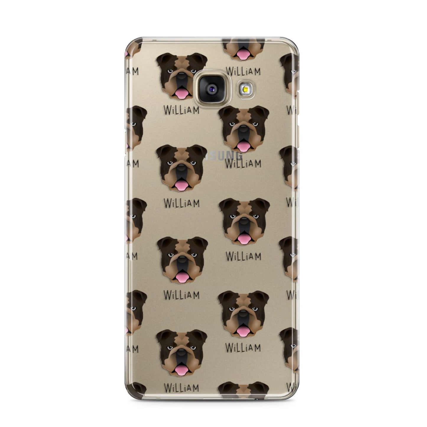 English Bulldog Icon with Name Samsung Galaxy A3 2016 Case on gold phone