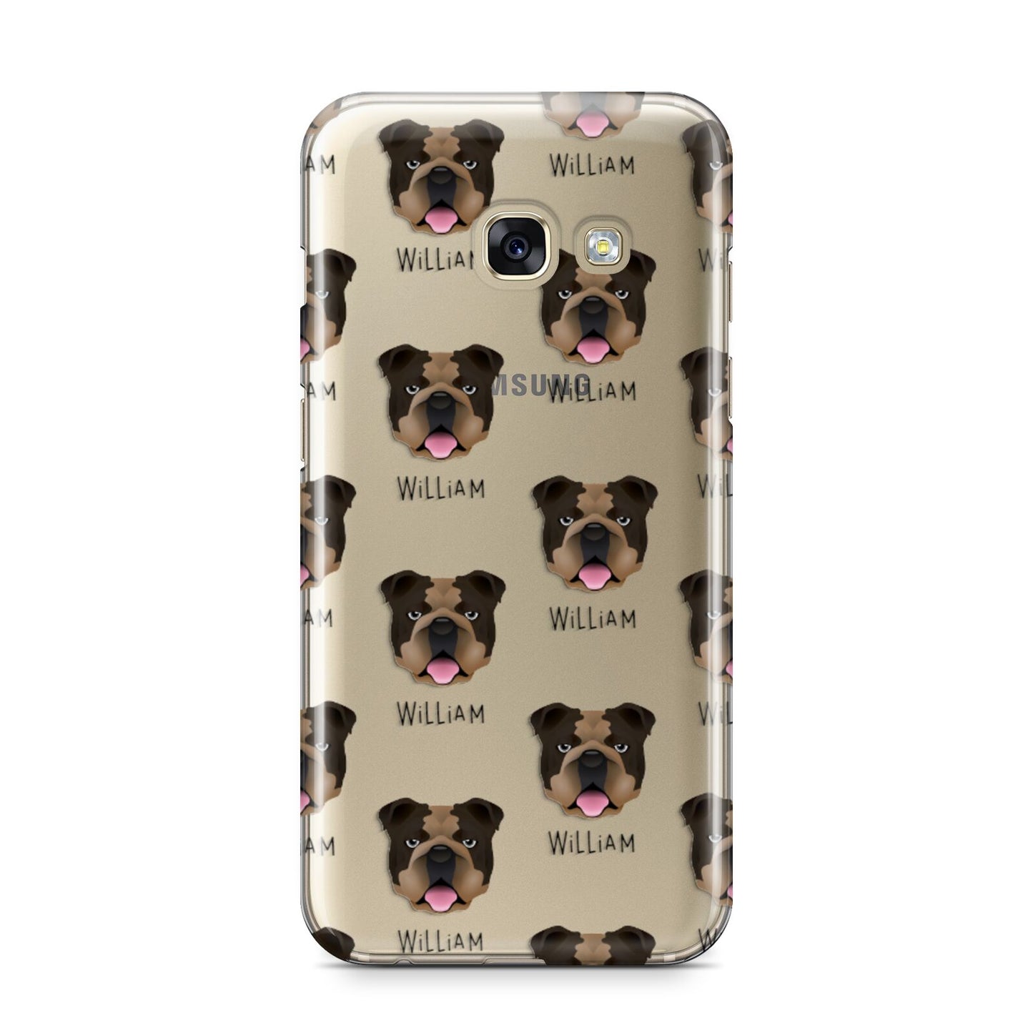 English Bulldog Icon with Name Samsung Galaxy A3 2017 Case on gold phone