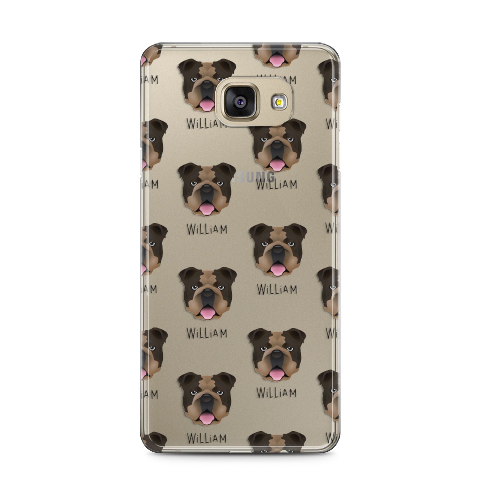 English Bulldog Icon with Name Samsung Galaxy A5 2016 Case on gold phone