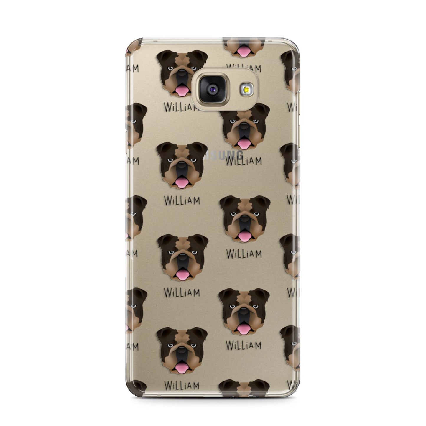 English Bulldog Icon with Name Samsung Galaxy A7 2016 Case on gold phone