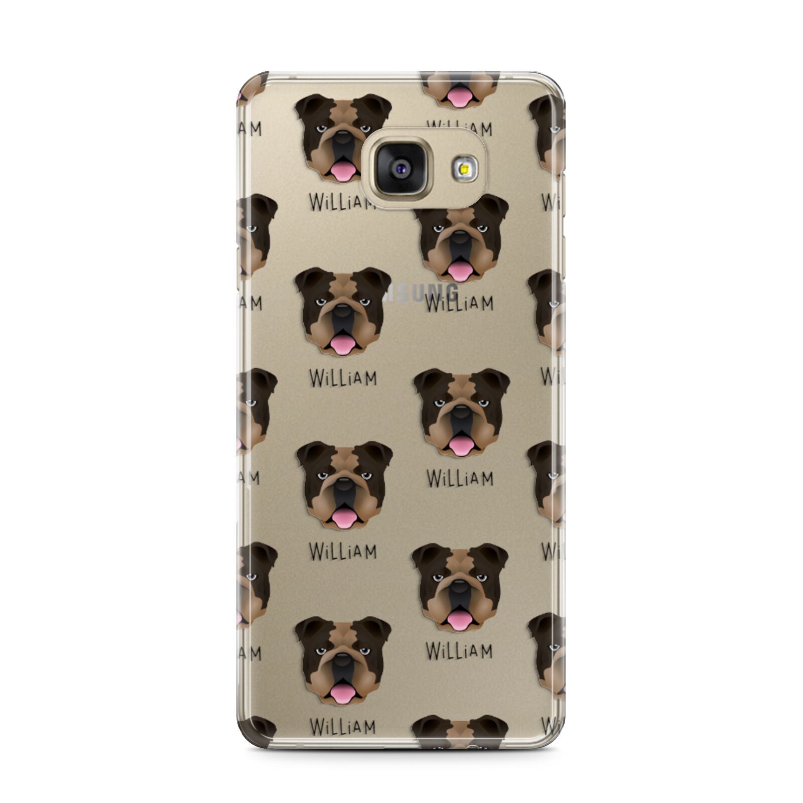 English Bulldog Icon with Name Samsung Galaxy A7 2016 Case on gold phone