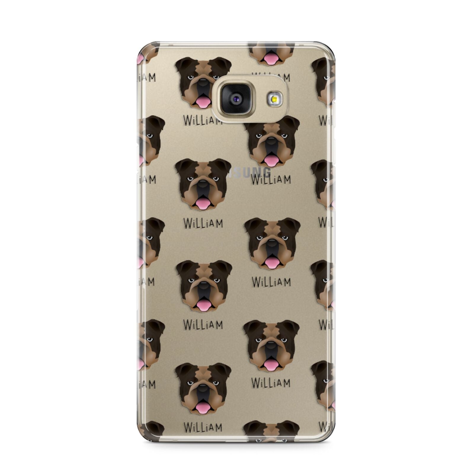English Bulldog Icon with Name Samsung Galaxy A9 2016 Case on gold phone