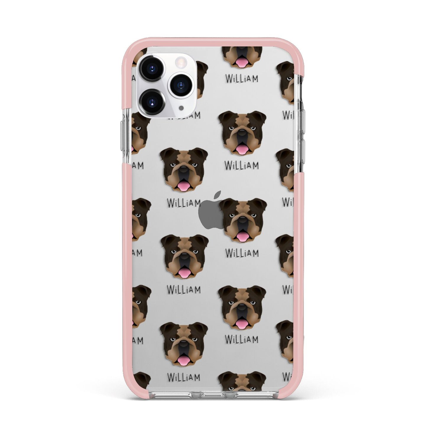 English Bulldog Icon with Name iPhone 11 Pro Max Impact Pink Edge Case